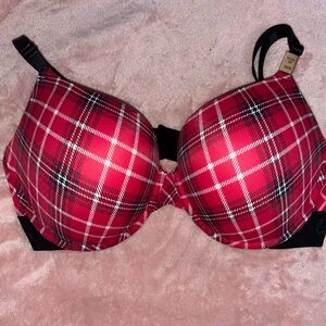 VS PINK red plaid push up bra size 38DD